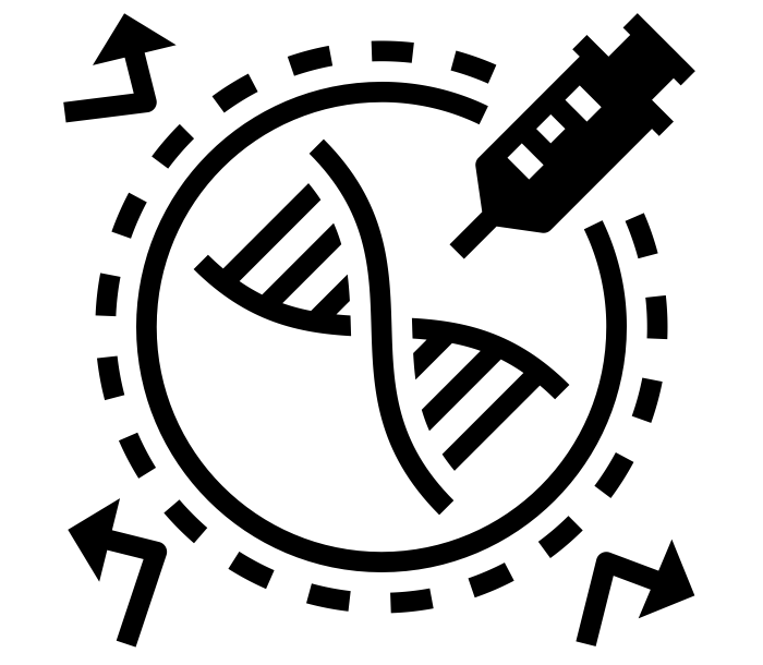 Icon of a DNA strand next to a syringe, representing drug resistance