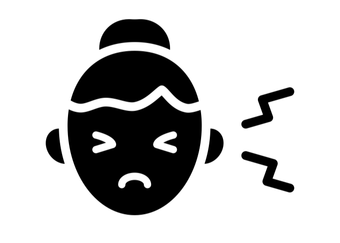 Icon of a person's face wincing in pain, representing health deterioration
