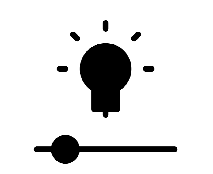 Icon of a lightbulb next to a dimmed slider, representing reduced efficacy