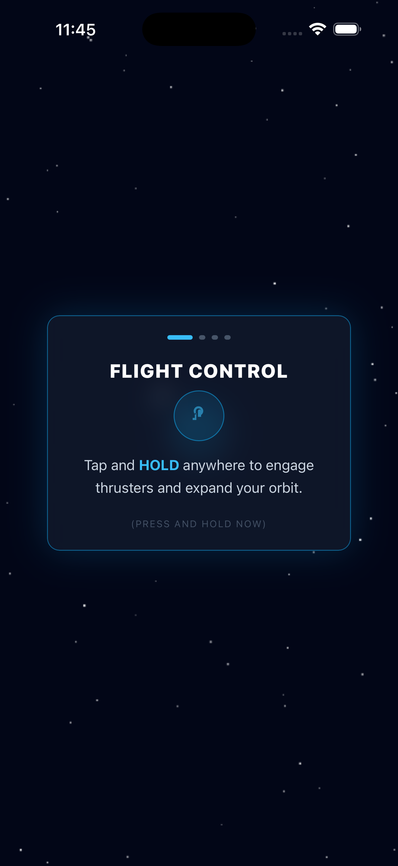 One-tap, tap-and-hold orbit control that replaced the slider — tap to orbit, release to drift