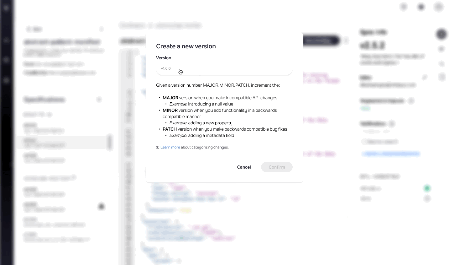 Animated demo of the clickable Figma prototype walking through the versioning assistance flow